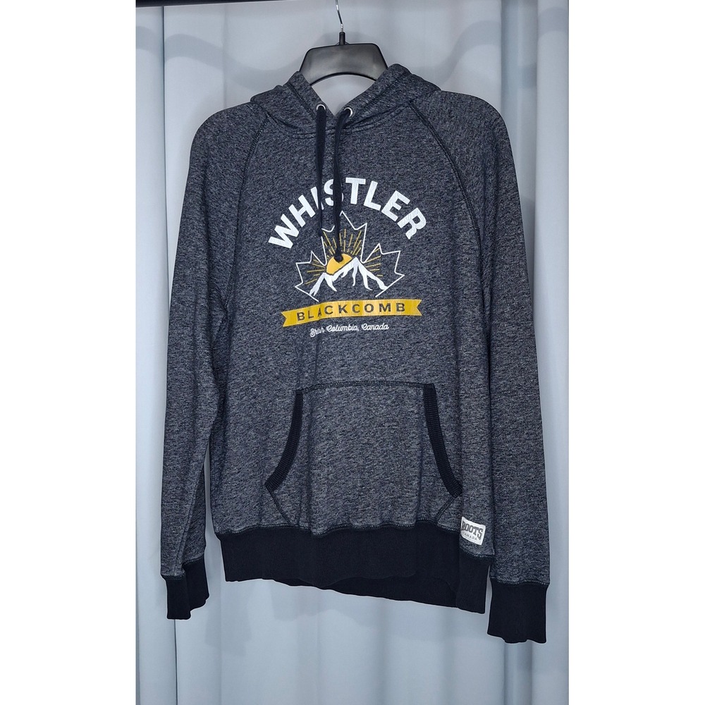 Roots Canada Whistler Blackcomb Hoodie Charcoal Grey Graphic Sweatshirt Small - Picture 2 of 14